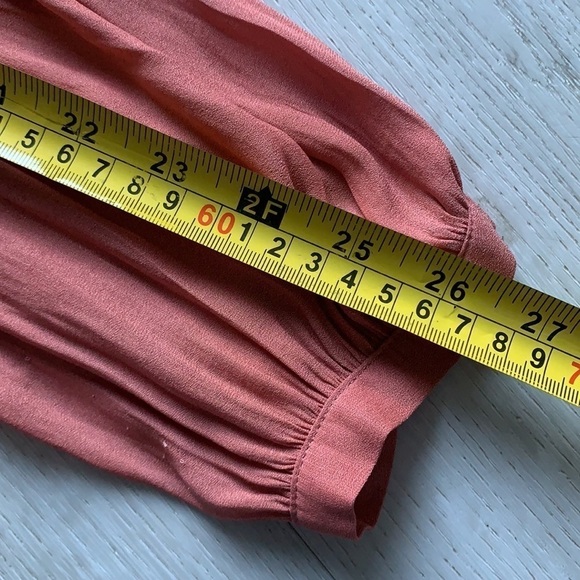 Anthropologie Liesel Maeve Cold Shoulder Ruffle Top blouse faux wrap L‎ orange - Picture 6 of 13